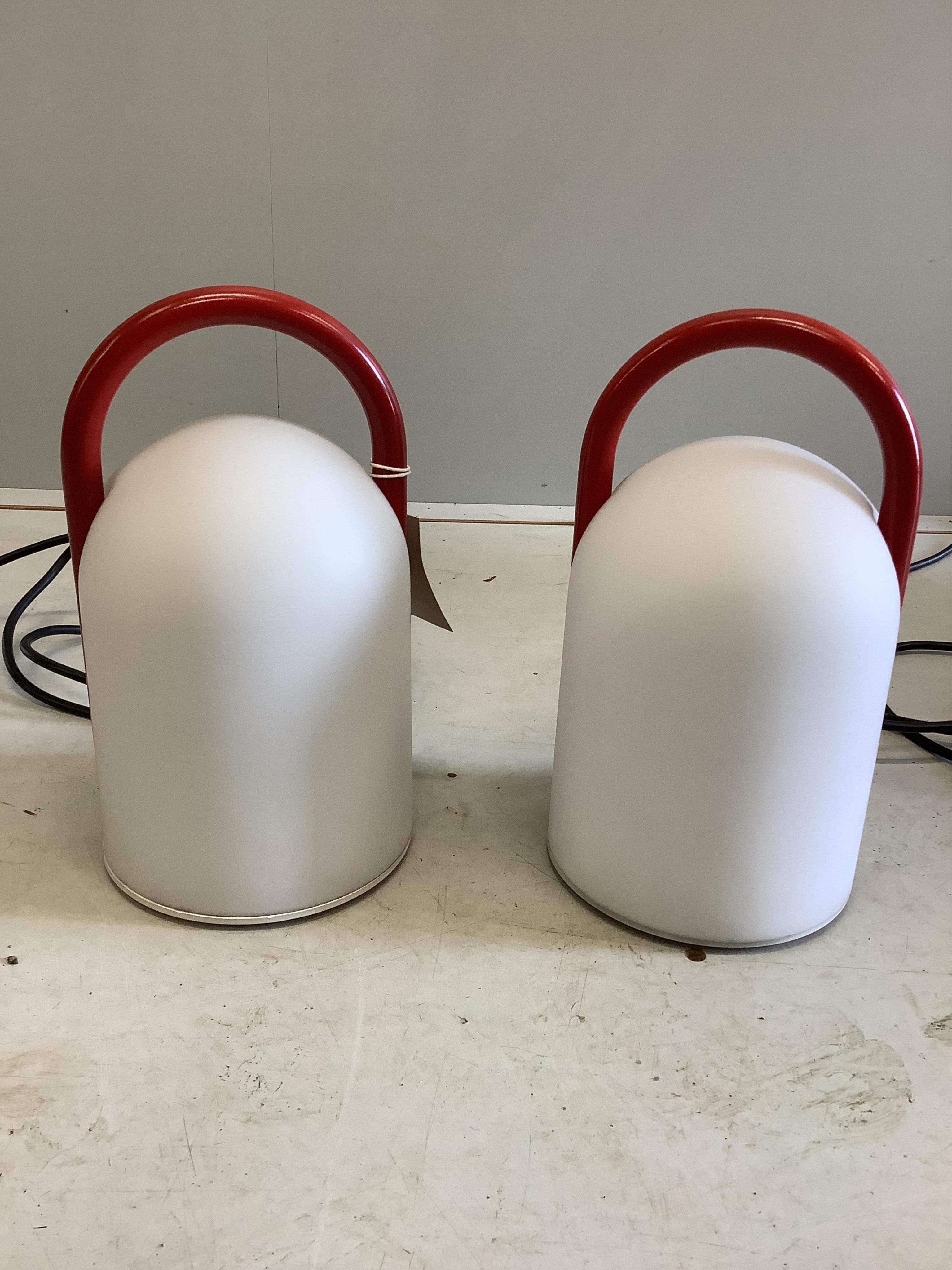 Romolo Lanciani for Tronconi, a pair of opaque glass tender table lamps, height 26cm